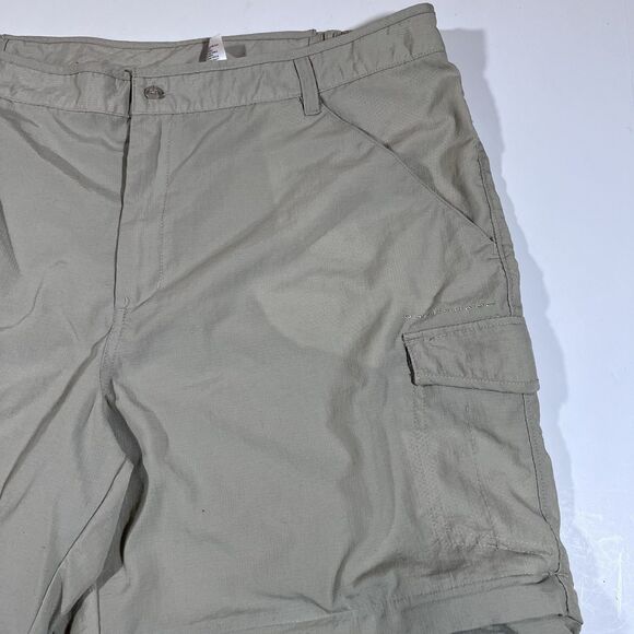 Columbia PFG Khaki Nylon Convertible Fishing Pants Zip Off Shorts Men's XL - Picture 8 of 12